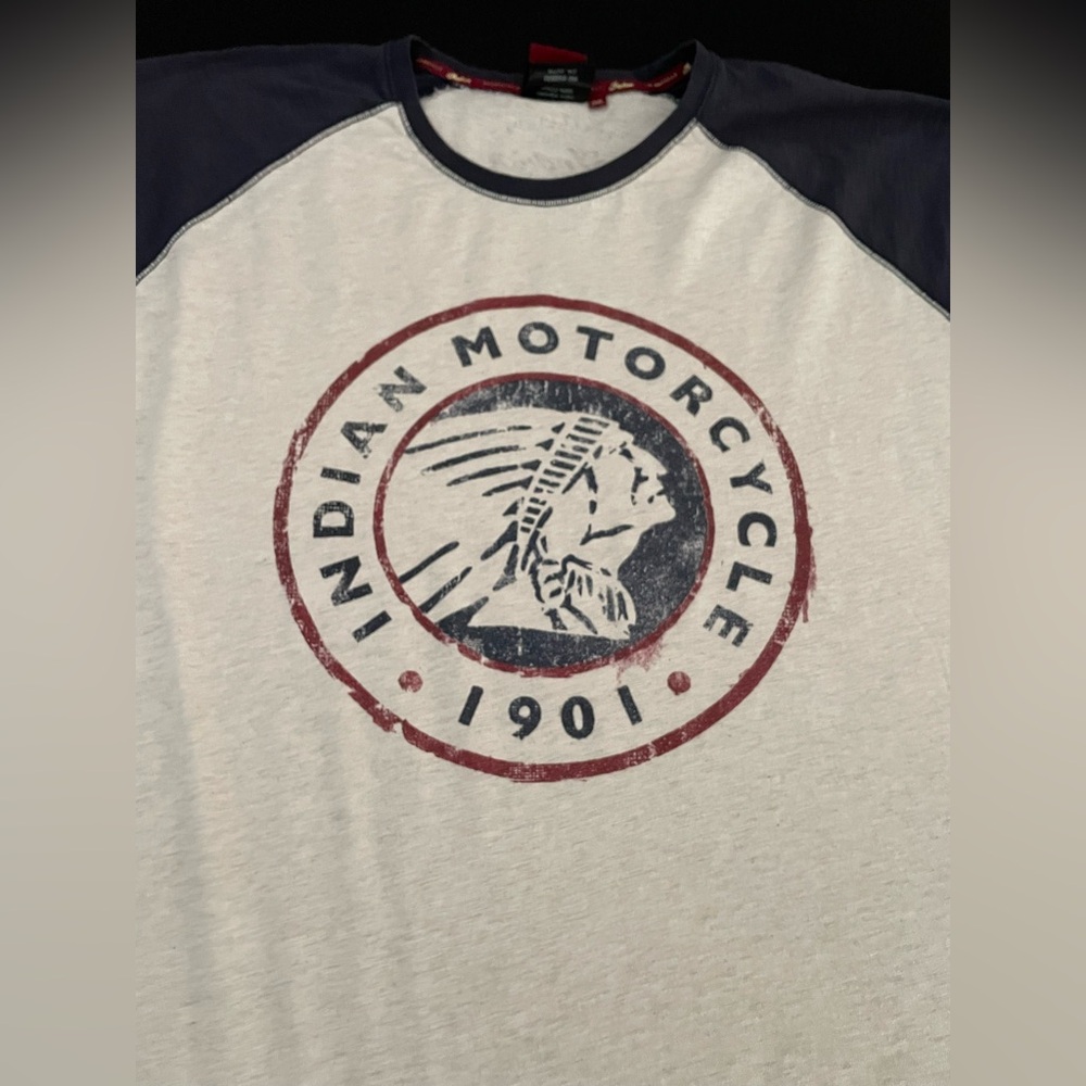 Indian Motorcycles blue & white raglan graphic tee sz 3XL
